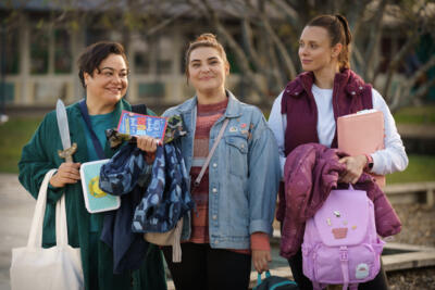 MM3 Ep6 04 (Aroha Rawson as Hine, Morgana O'Reilly as Jess & Anna Jullienne as Heather) (c) 2021 SPP